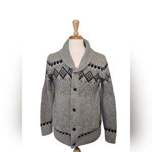 Vintage Telluride Lambs Wool GrampaCore Eclectic Size L Men's Cardigan Fair Isle